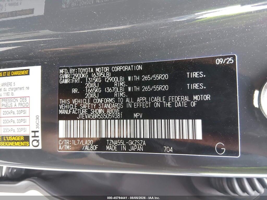JTEVA5BR5S5059381 2025 TOYOTA 4RUNNER photo no. 9