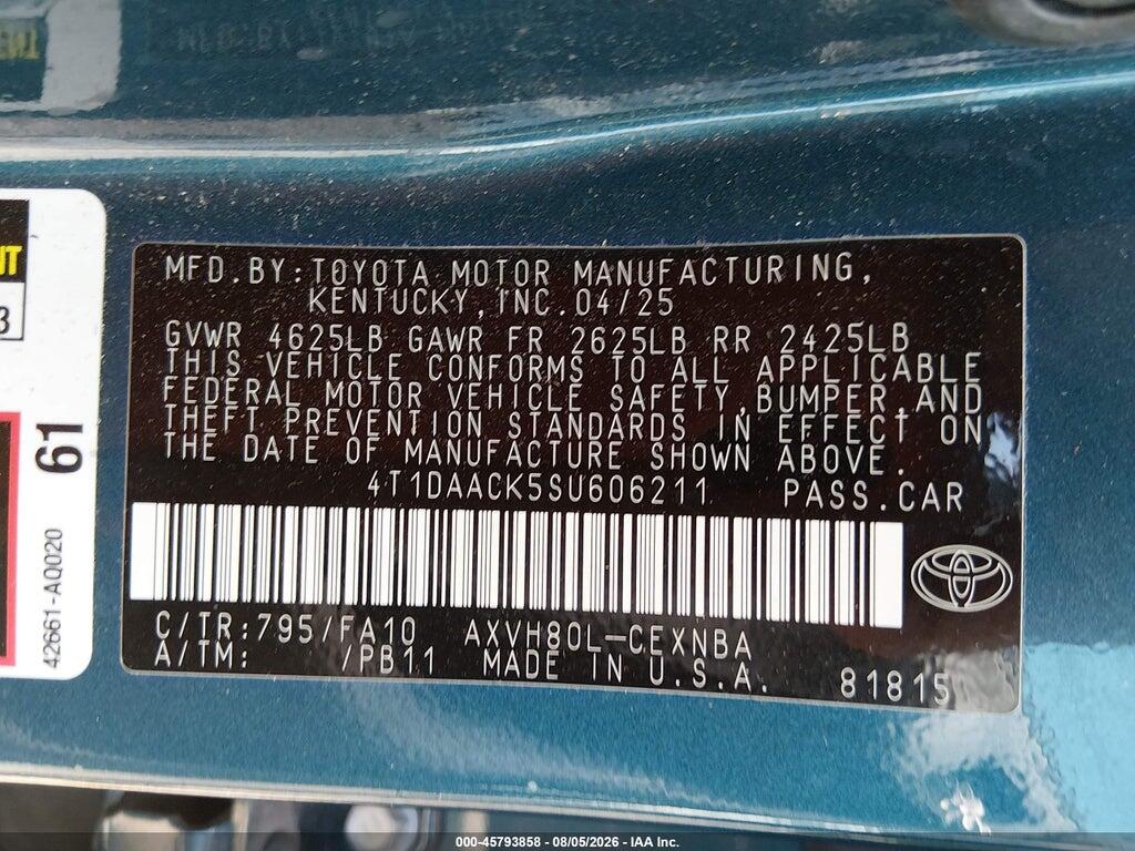 4T1DAACK5SU606211 2025 TOYOTA CAMRY photo no. 9