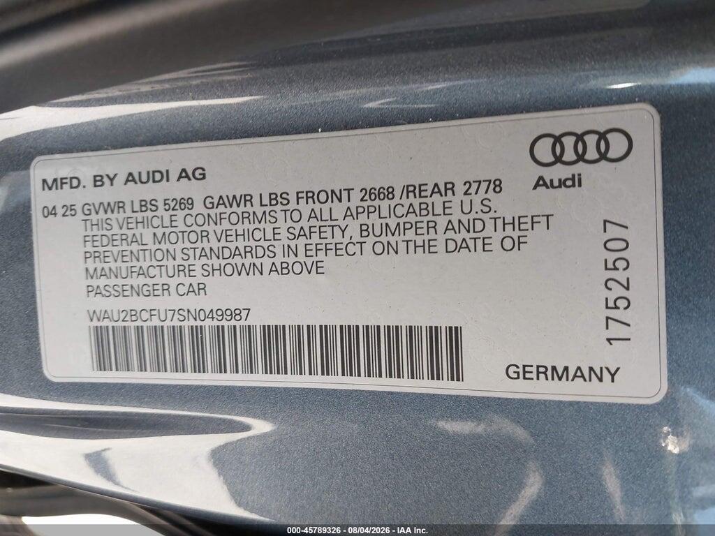 WAU2BCFU7SN049987 2025 AUDI ALL-NEW A5 photo no. 9