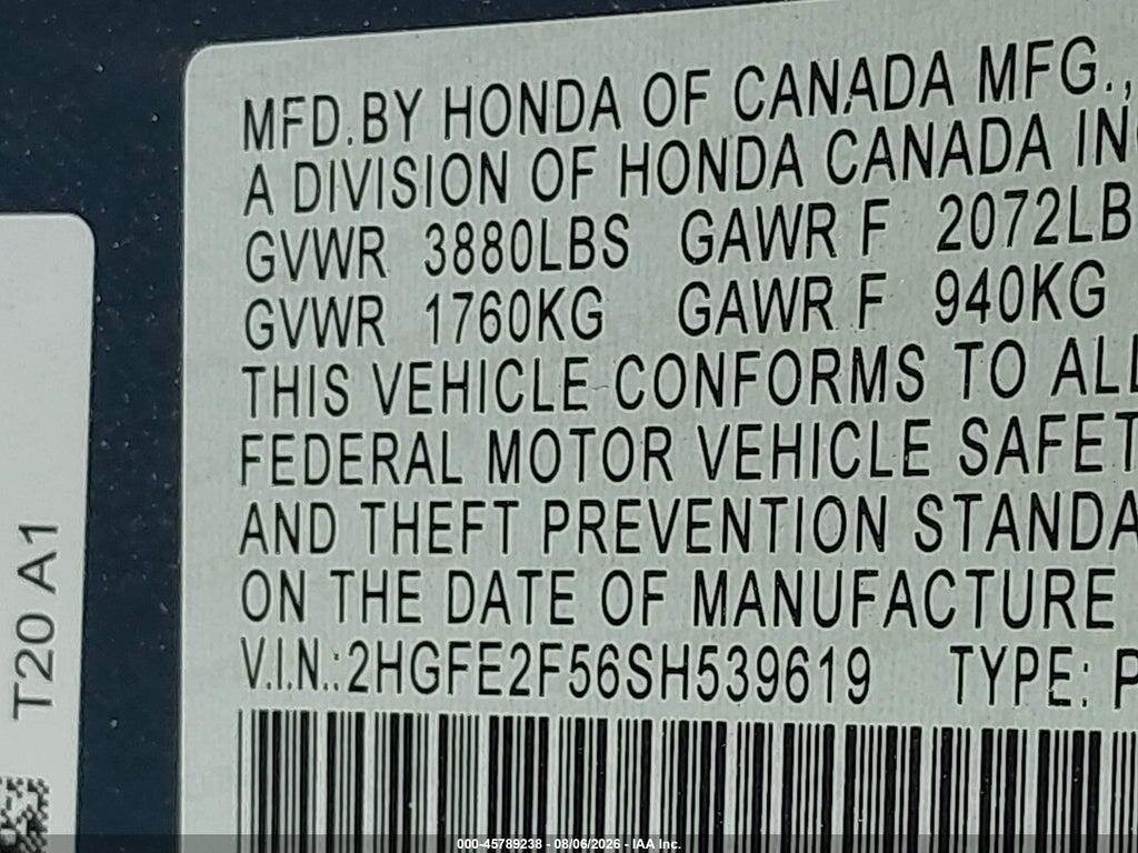 2HGFE2F56SH539619 2025 HONDA CIVIC photo no. 9