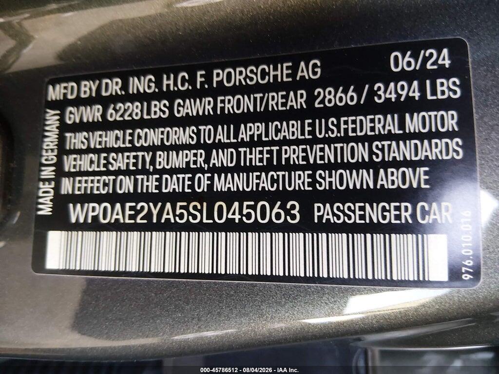 WP0AE2YA5SL045063 2025 PORSCHE PANAMERA E-HYBRID photo no. 9