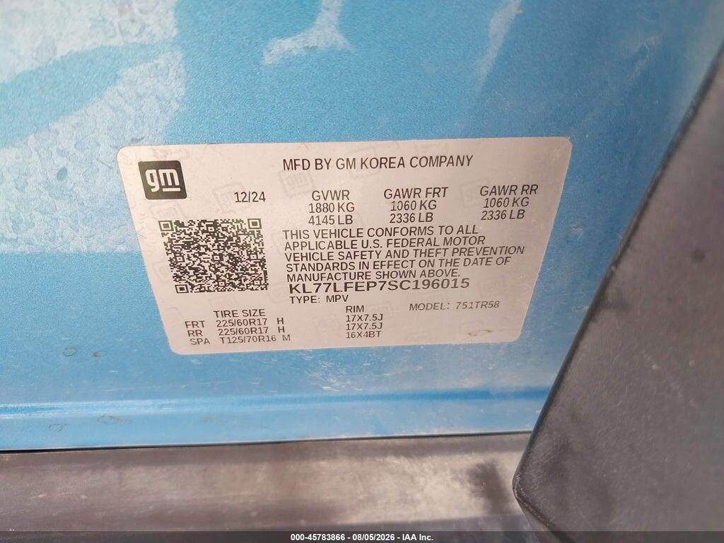 KL77LFEP7SC196015 2025 CHEVROLET TRAX photo no. 9