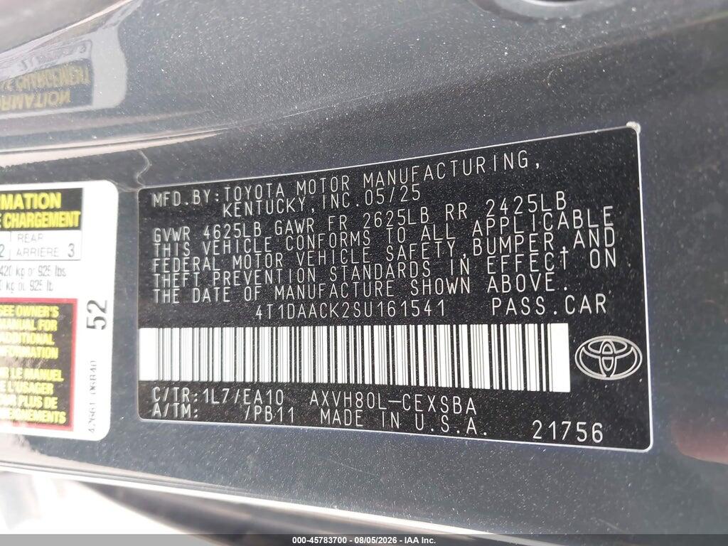 4T1DAACK2SU161541 2025 TOYOTA CAMRY photo no. 9