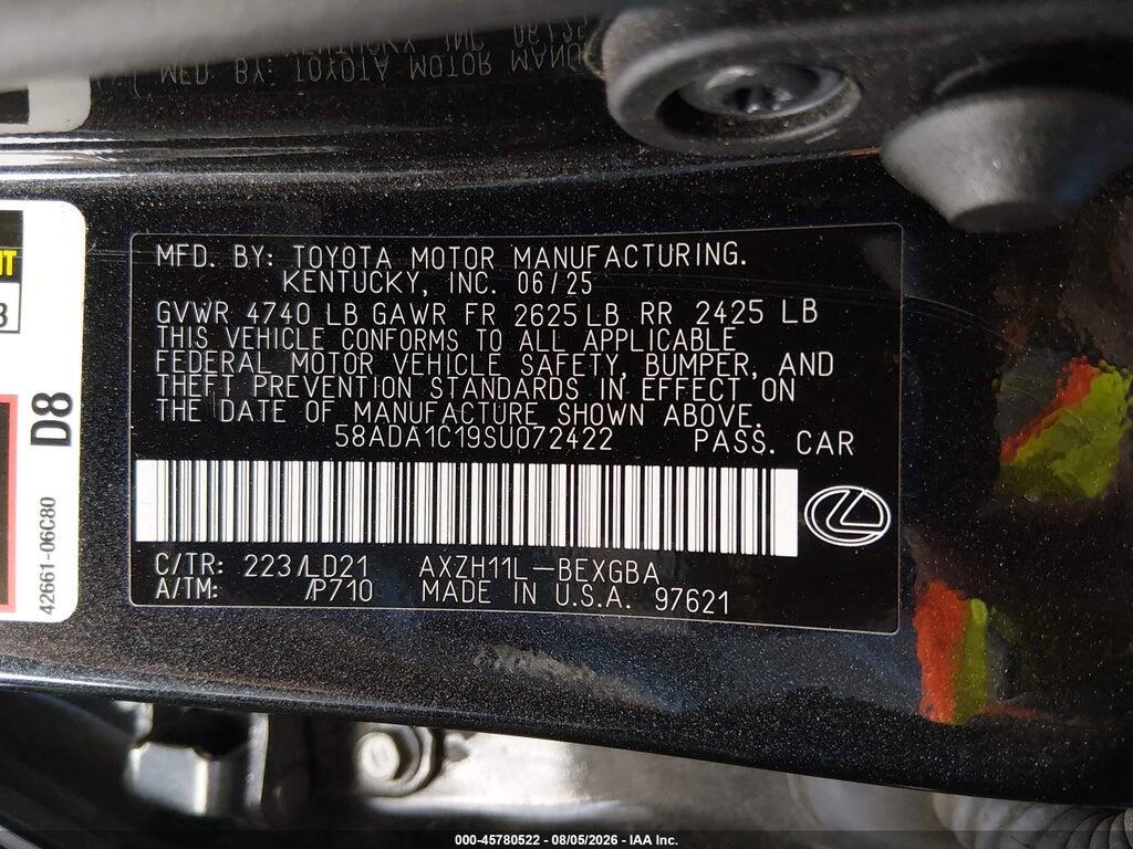 58ADA1C19SU072422 2025 LEXUS ES 300H photo no. 9
