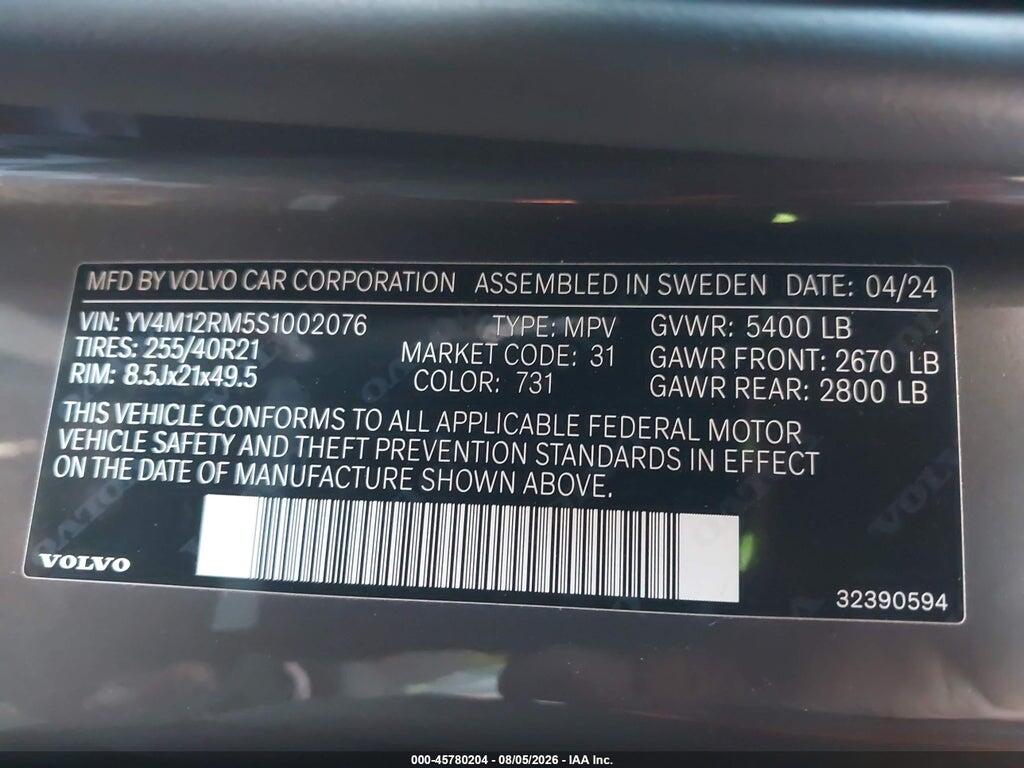 YV4M12RM5S1002076 2025 VOLVO XC60 photo no. 9