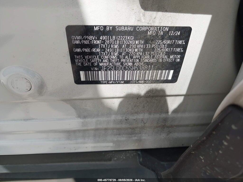 JF2SLDDC5SH538811 2025 SUBARU FORESTER photo no. 9