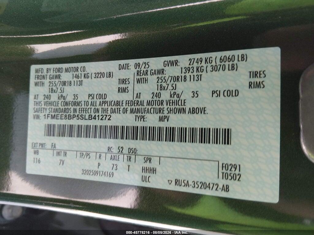 1FMEE8BP5SLB41272 2025 FORD BRONCO photo no. 9