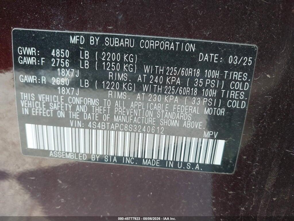 4S4BTAPC8S3240612 2025 SUBARU OUTBACK photo no. 9