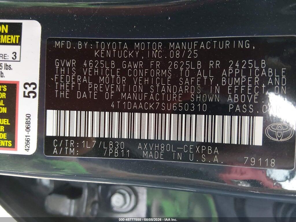 4T1DAACK7SU650310 2025 TOYOTA CAMRY photo no. 9
