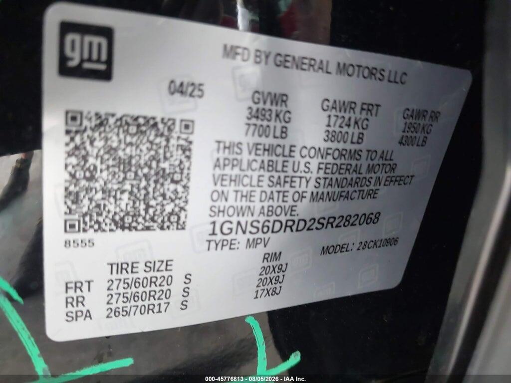1GNS6DRD2SR282068 2025 CHEVROLET SUBURBAN photo no. 9