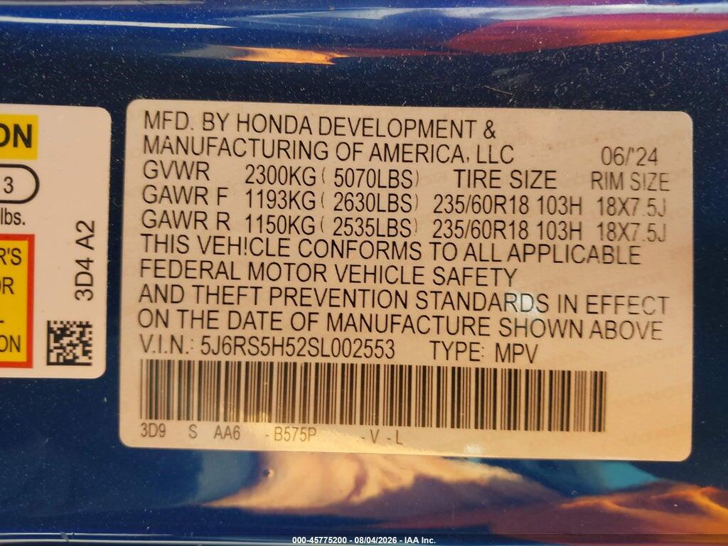 5J6RS5H52SL002553 2025 HONDA CR-V HYBRID photo no. 9