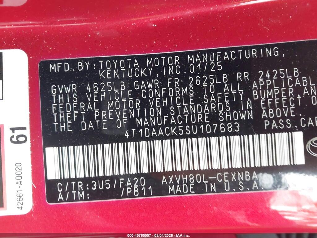 4T1DAACK5SU107683 2025 TOYOTA CAMRY photo no. 9