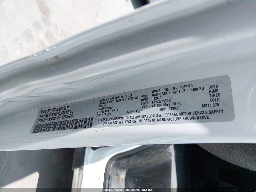 3C6LRVCG5SE513271 2025 RAM PROMASTER 2500 photo no. 9
