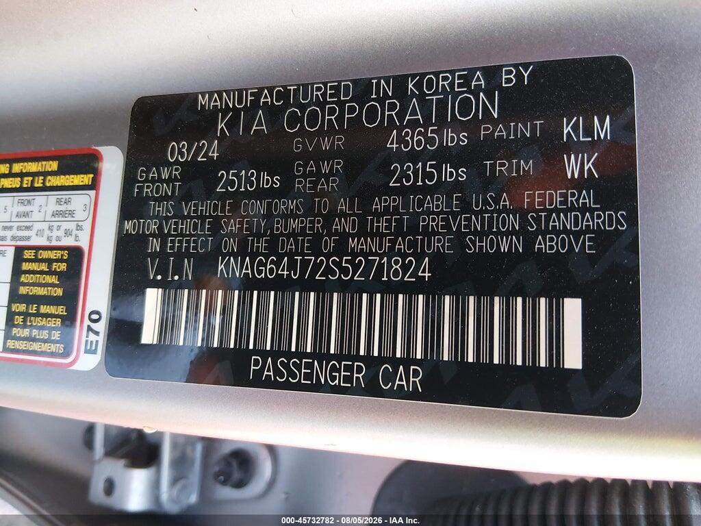 KNAG64J72S5271824 2025 KIA K5 photo no. 9