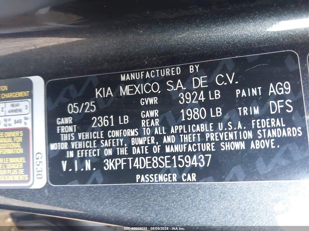 3KPFT4DE8SE159437 2025 KIA K4 photo no. 9