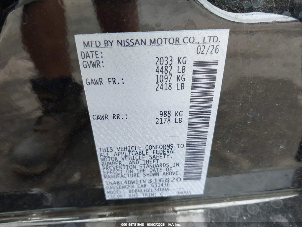 1N4BL4DW1TN316820 2026 NISSAN ALTIMA photo no. 9