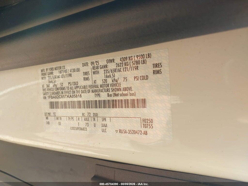 1FBAX2C85TKA05818 2026 FORD TRANSIT-350 PASSENGER VAN photo no. 9