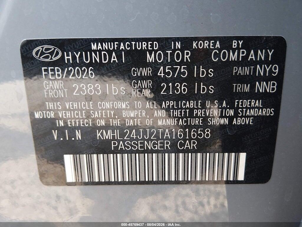 KMHL24JJ2TA161658 2026 HYUNDAI SONATA HYBRID photo no. 9