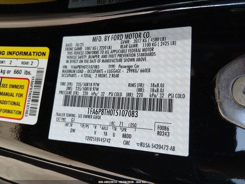 1FA6P8TH0T5107083 2026 FORD MUSTANG photo no. 9