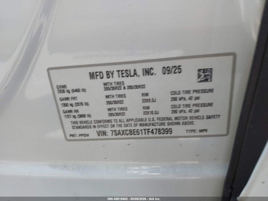 7SAXCBE61TF478399 2026 TESLA MODEL X photo no. 9