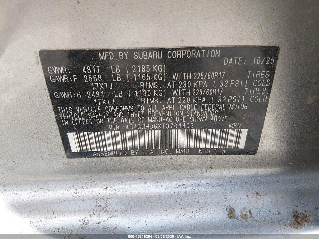 4S4GUHD6XT3701403 2026 SUBARU CROSSTREK photo no. 9