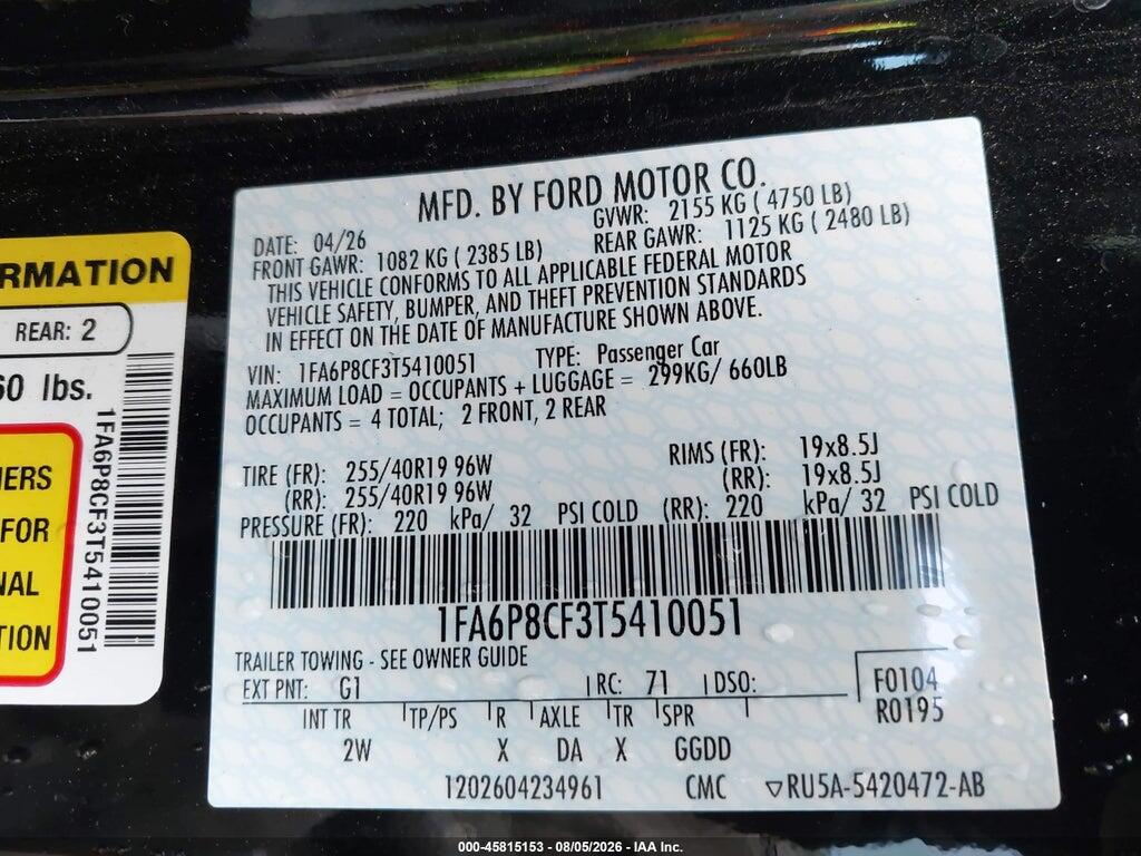 1FA6P8CF3T5410051 2026 FORD MUSTANG photo no. 9
