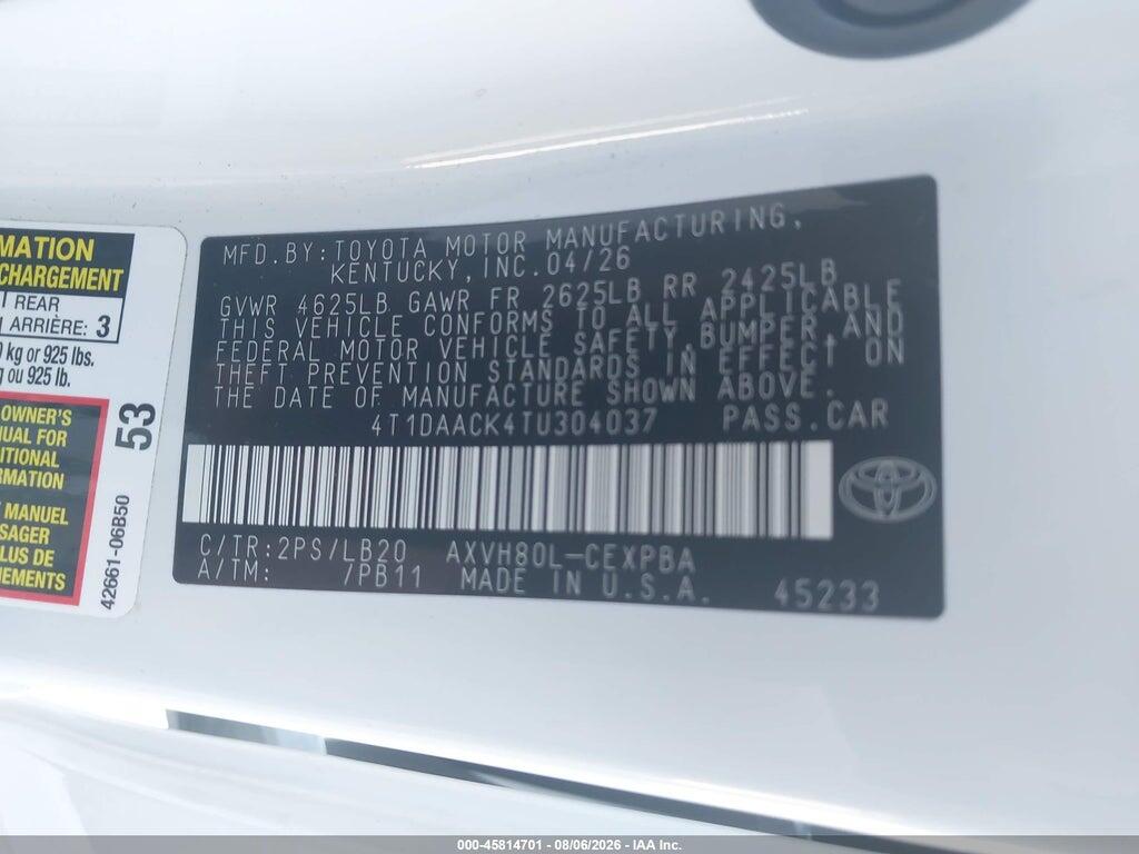 4T1DAACK4TU304037 2026 TOYOTA CAMRY photo no. 9