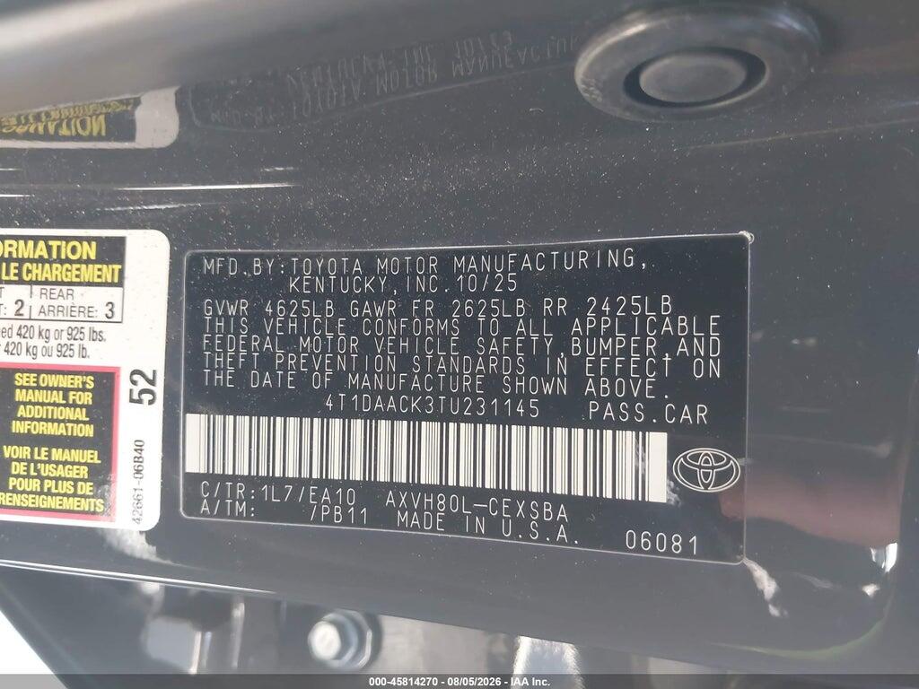 4T1DAACK3TU231145 2026 TOYOTA CAMRY photo no. 9