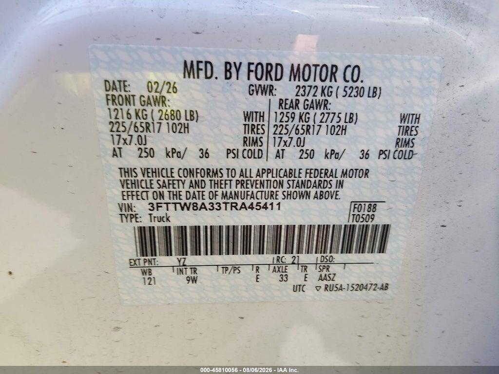 3FTTW8A33TRA45411 2026 FORD MAVERICK photo no. 9
