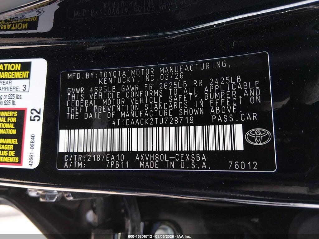 4T1DAACK2TU728719 2026 TOYOTA CAMRY photo no. 9