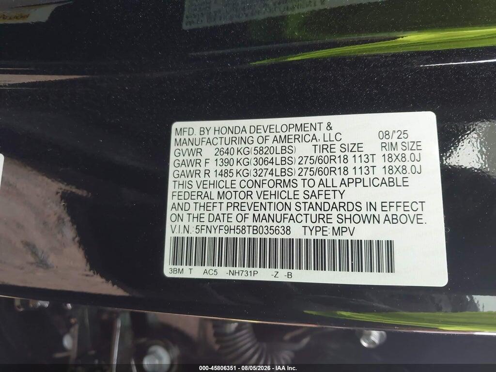 5FNYF9H58TB035638 2026 HONDA PASSPORT photo no. 9