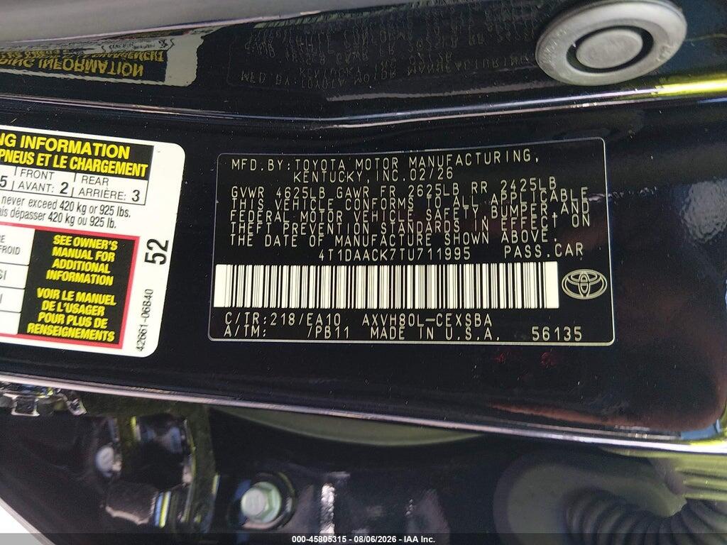 4T1DAACK7TU711995 2026 TOYOTA CAMRY photo no. 9