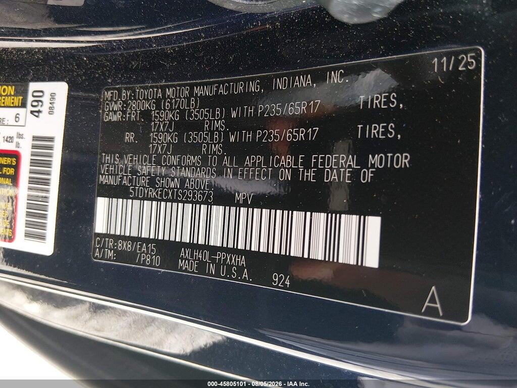 5TDYRKECXTS293673 2026 TOYOTA SIENNA photo no. 9