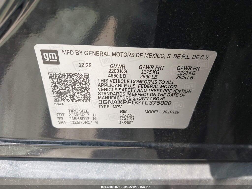 3GNAXPEG2TL375000 2026 CHEVROLET EQUINOX photo no. 9