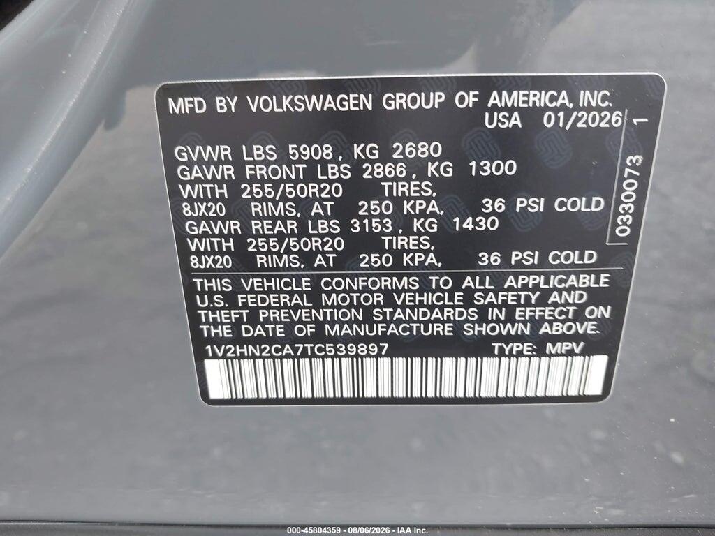 1V2HN2CA7TC539897 2026 VOLKSWAGEN ATLAS photo no. 9