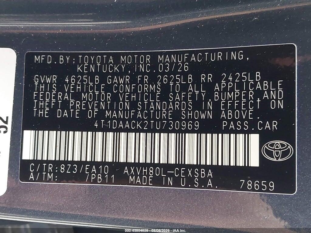 4T1DAACK2TU730969 2026 TOYOTA CAMRY photo no. 9