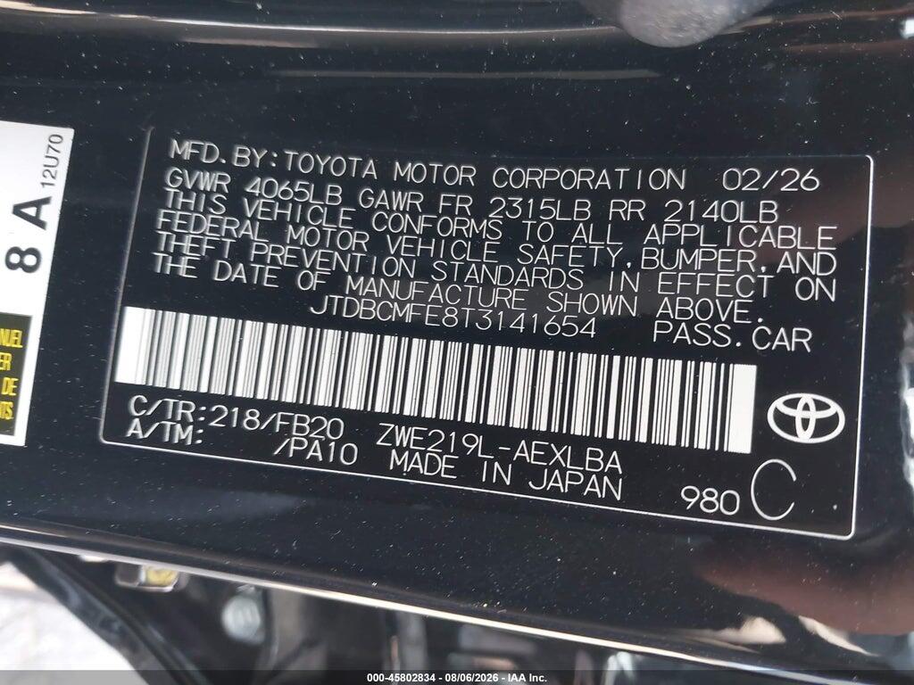 JTDBCMFE8T3141654 2026 TOYOTA COROLLA HYBRID photo no. 9