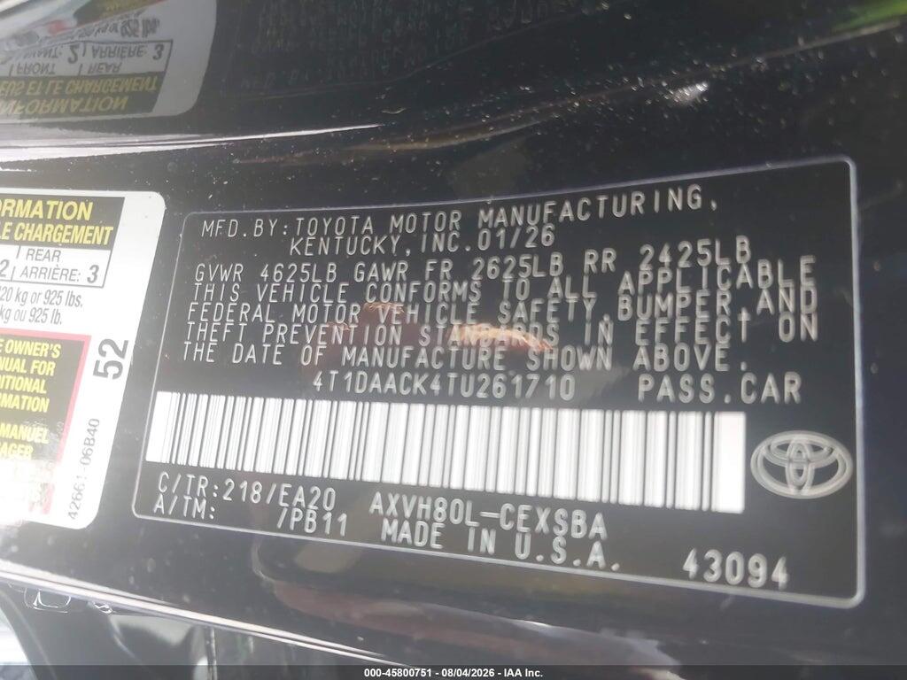 4T1DAACK4TU261710 2026 TOYOTA CAMRY photo no. 9