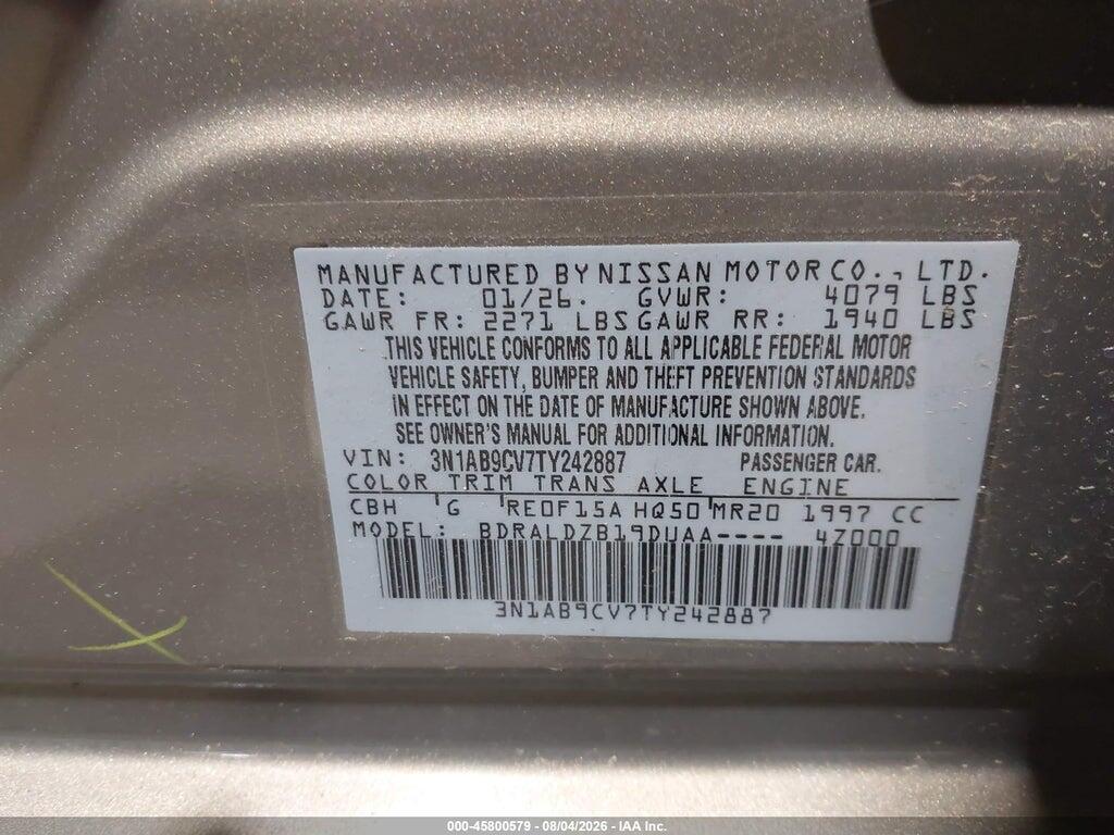 3N1AB9CV7TY242887 2026 NISSAN SENTRA photo no. 9