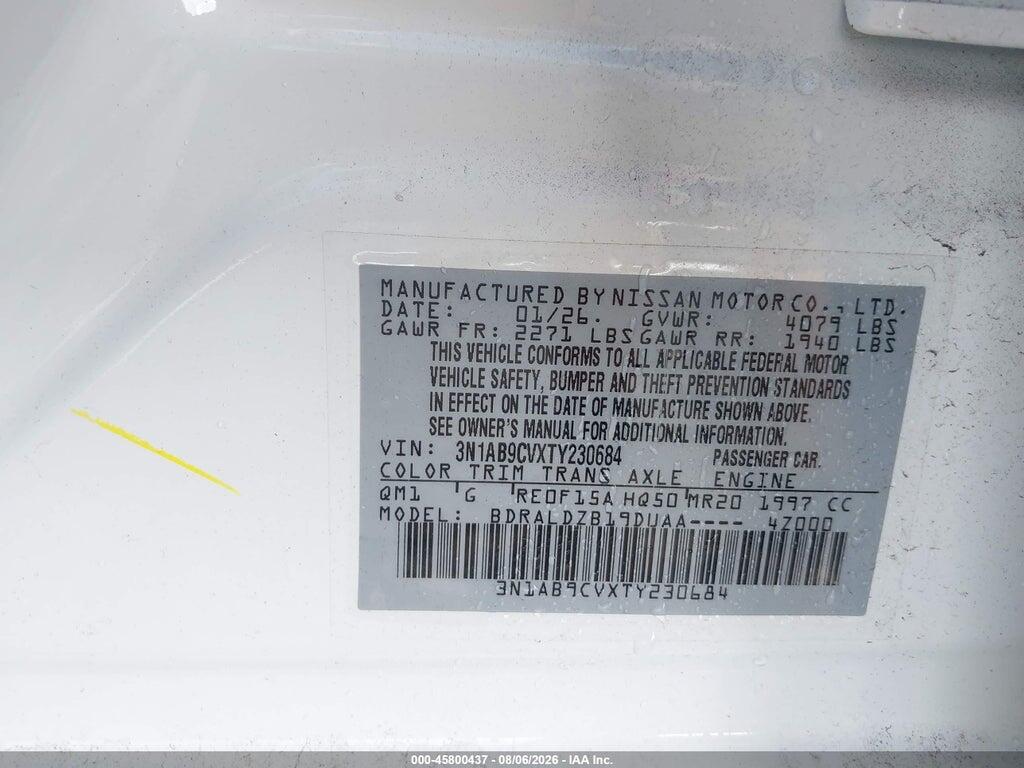 3N1AB9CVXTY230684 2026 NISSAN SENTRA photo no. 9