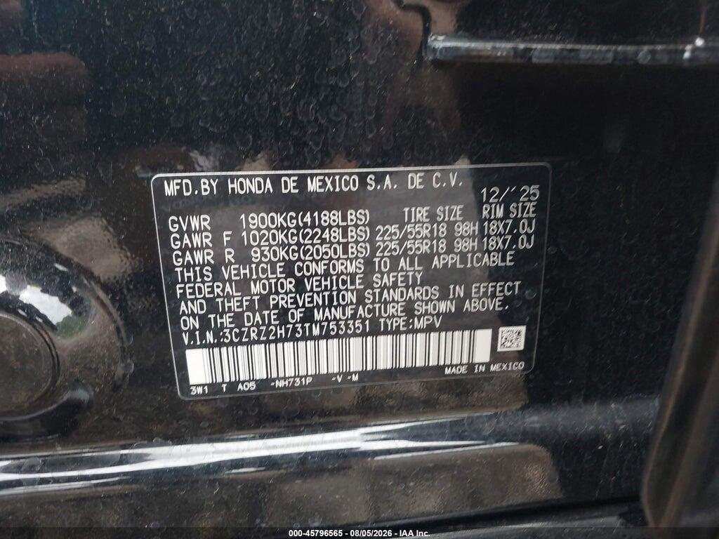 3CZRZ2H73TM753351 2026 HONDA HR-V photo no. 9