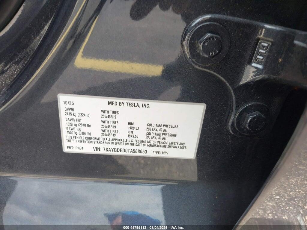 7SAYGDED0TA588053 2026 TESLA MODEL Y photo no. 9