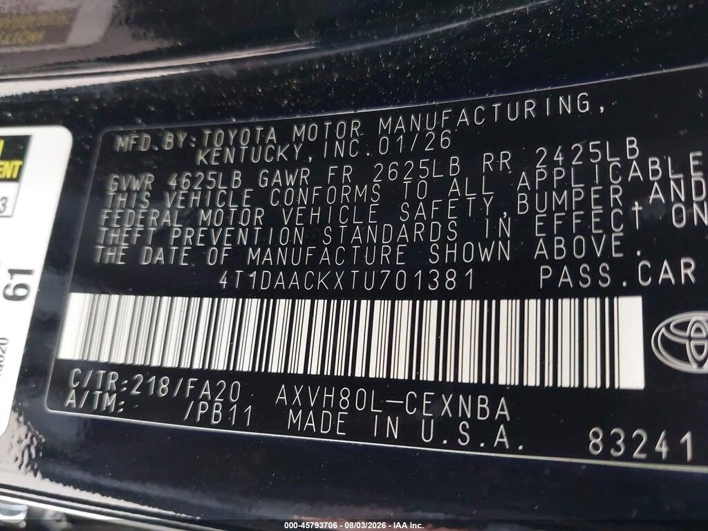 4T1DAACKXTU701381 2026 TOYOTA CAMRY photo no. 9