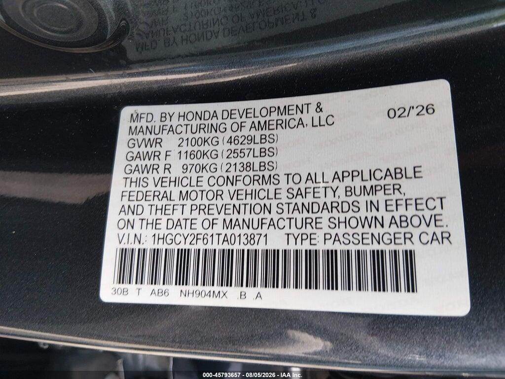 1HGCY2F61TA013871 2026 HONDA ACCORD HYBRID photo no. 9