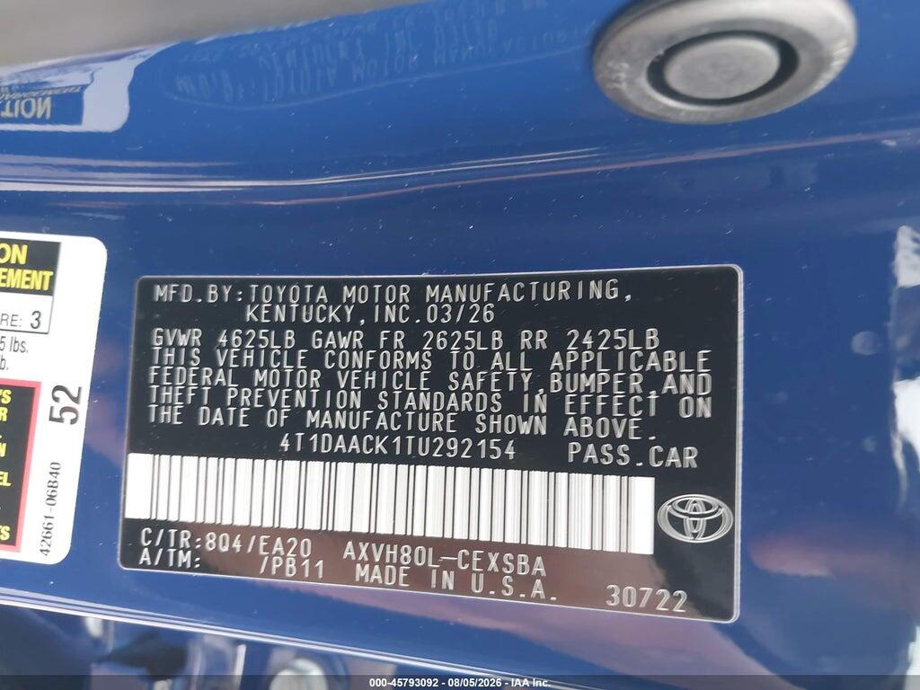 4T1DAACK1TU292154 2026 TOYOTA CAMRY photo no. 9