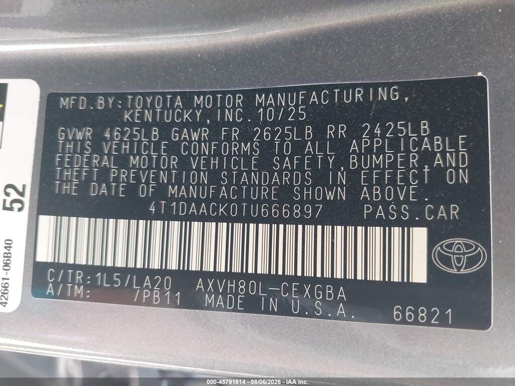 4T1DAACK0TU666897 2026 TOYOTA CAMRY photo no. 9