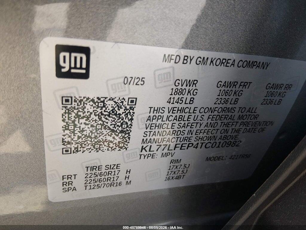 KL77LFEP4TC010982 2026 CHEVROLET TRAX photo no. 9