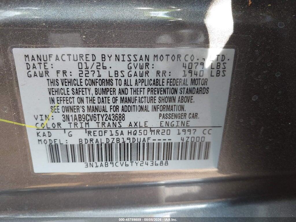 3N1AB9CV6TY243688 2026 NISSAN SENTRA photo no. 9