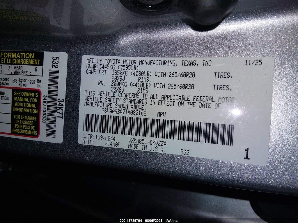 7SVAAABA7TX082162 2026 TOYOTA SEQUOIA photo no. 9