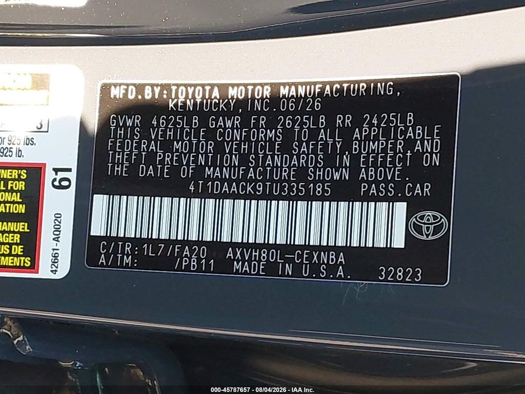 4T1DAACK9TU335185 2026 TOYOTA CAMRY photo no. 9